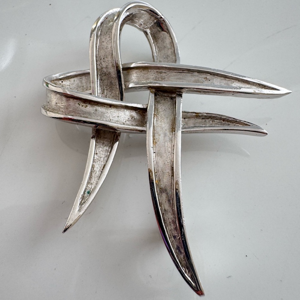 Vintage Brooch Marcel Boucher Silver Ribbons Abstract Signed Original Art Unique